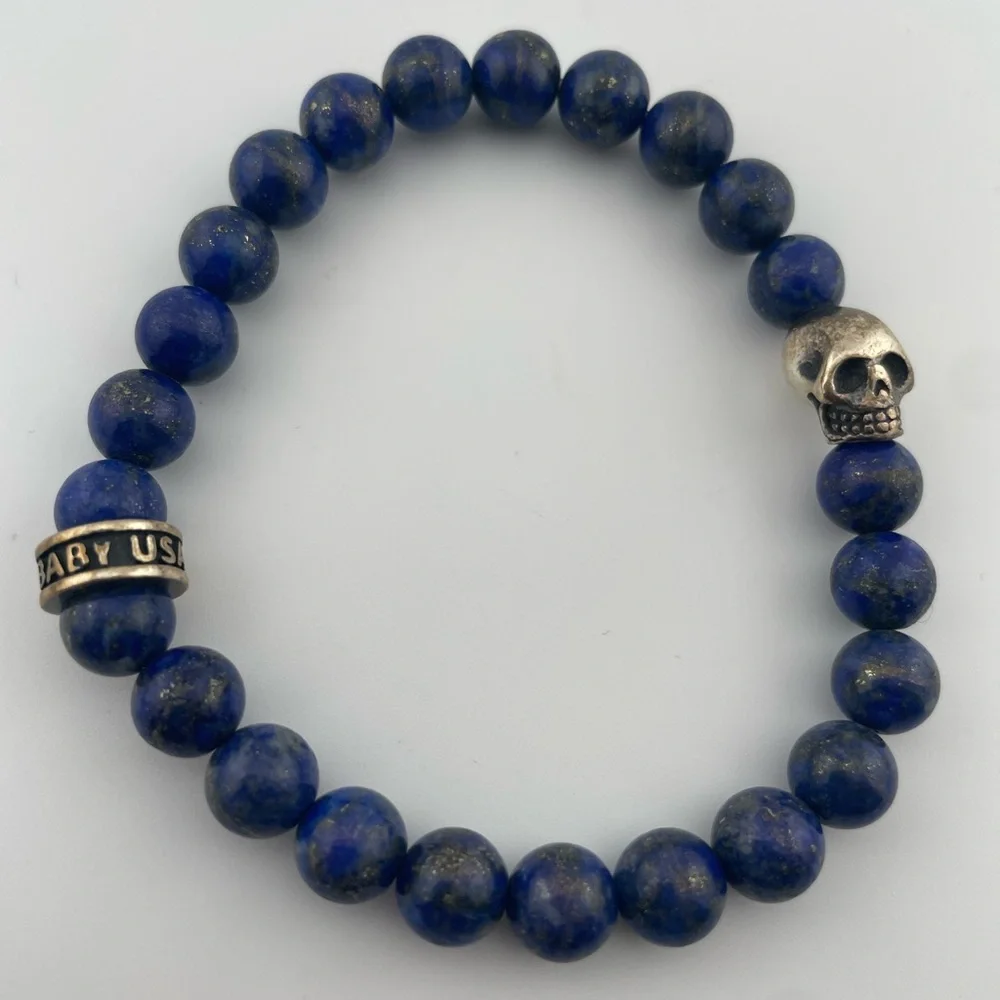 King Baby Lapis Lazuli Skull Bracelet – 925 Sterling Silver